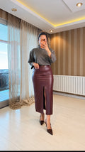 ROVENA DERİ ETEK – BORDO