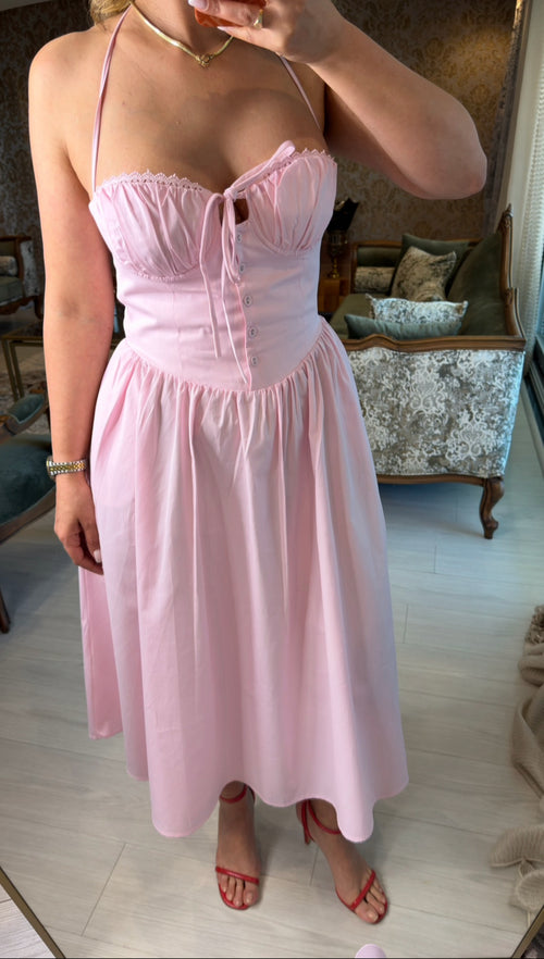 AMOURA PEMBE ELBİSE